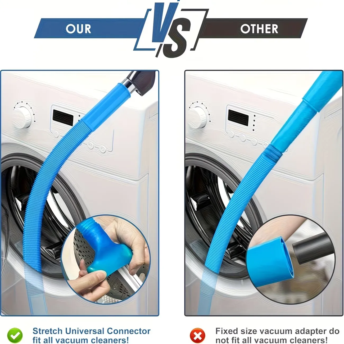 1Pc Dryer Vent Cleaner Hose - Flexible Yarn Removal Vacuum Hose Attachment with Elastic Connector, Suitable for Most Vacuum Cleaners, Suitable for Cleaning Laundry Vents, Dryer Yarn Cleaner |   Flexible Hose Design |   Plastic Hose
