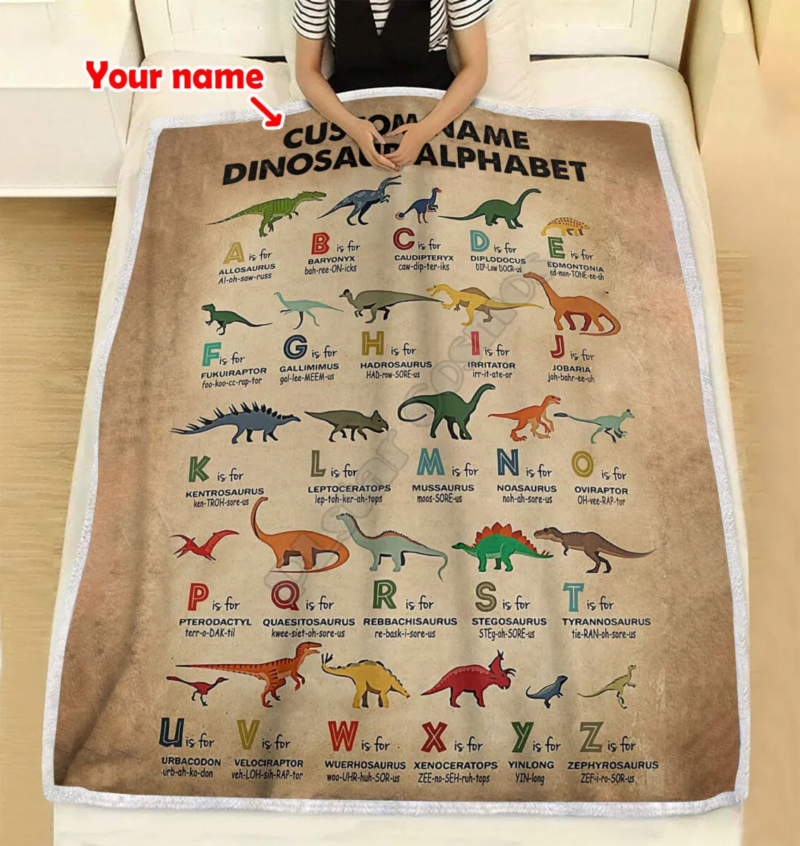 

Customize your name Dinosaur Flannel Blanket 3D Printed Kids Adult Soft Bed Cover Sheet Plush Blanket Multipurpose Blanket