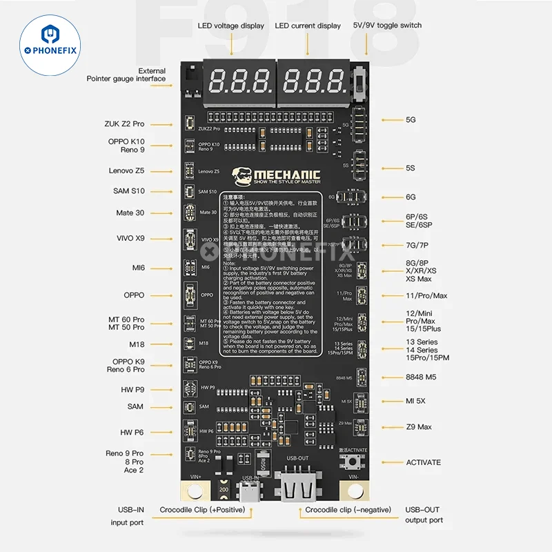 Imagem -03 - Placa de Detecção de Ativação de Bateria Mecânica F918 para Iphone 5g15 Pro Max hw Android Ferramentas de Reparo de Bateria de Ativação com um Clique