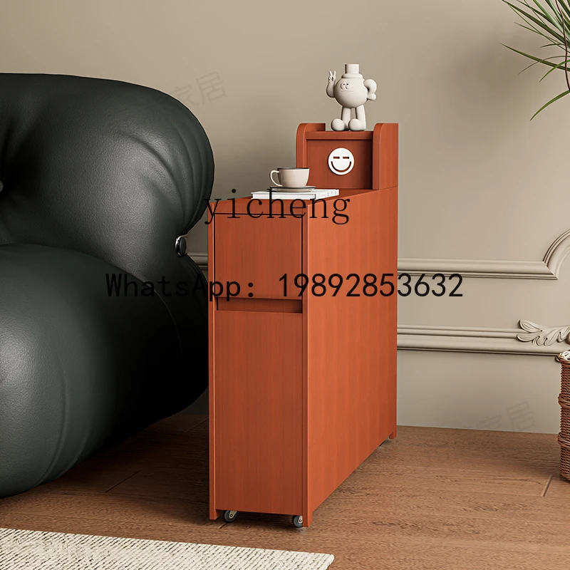 Narrow cabinet next to  sofa, removable rechargeable retro wind partition, side locker