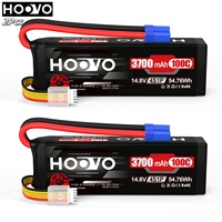 2Pcs 4S 14.8V Lipo Battery EC5 Plug 3700mAh 100C RC Battery Soft Case for RC Car Helicopter Airplane Boat FPV UAV Drones Hobby