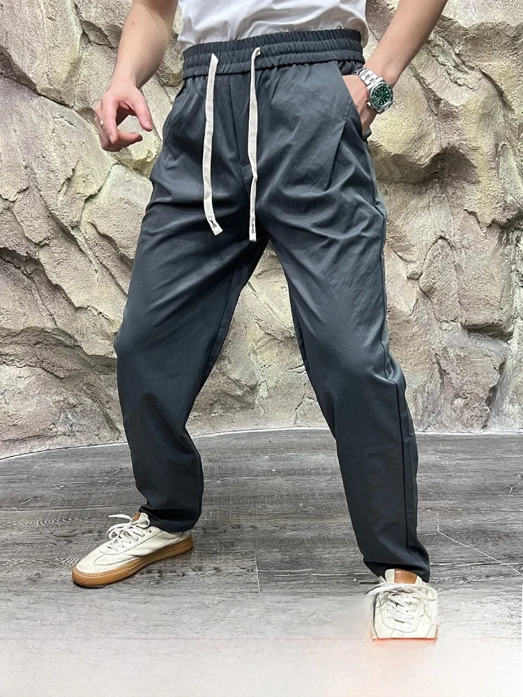

Men's Outdoor Casual Pants Breathable Cotton Sensation Elastic Waist Straight Leg Polyester Fiber Autumn New Sle Simple Design