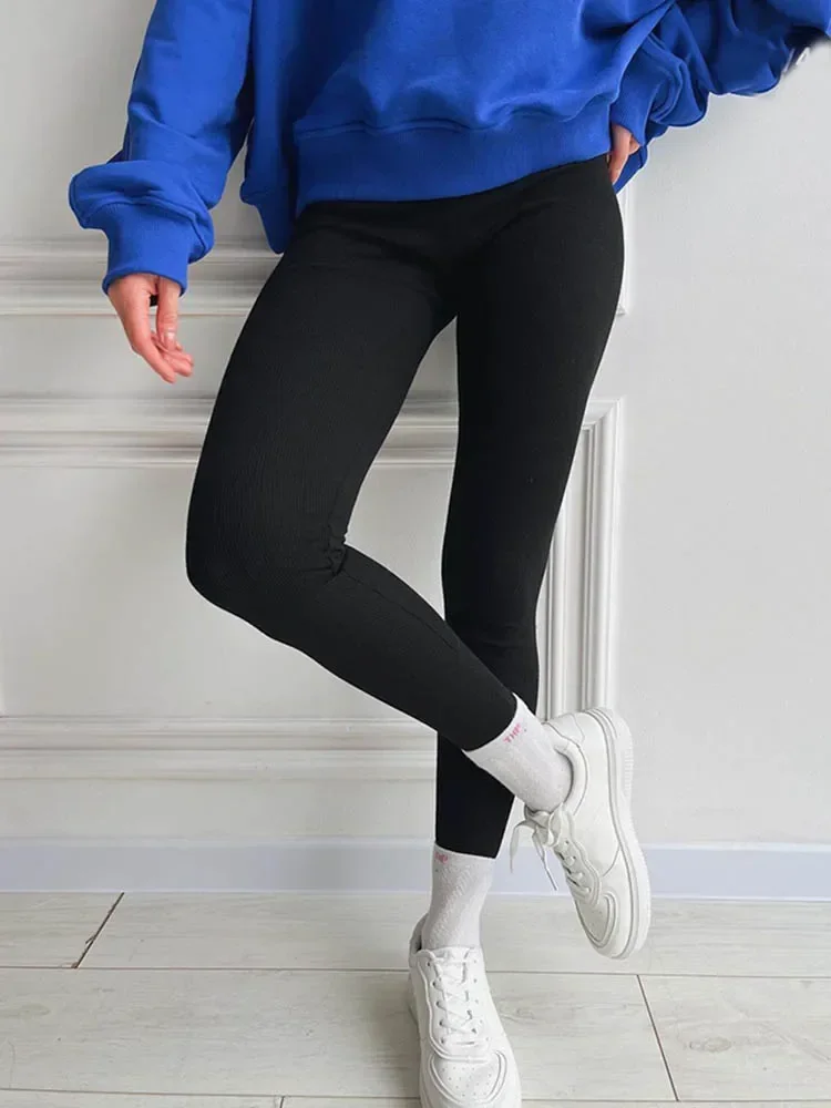 Leggings da donna con pantaloni Skinny in cotone termico in pile collant invernali elasticizzati neri grigi Leggings spessi in velluto caldo per le