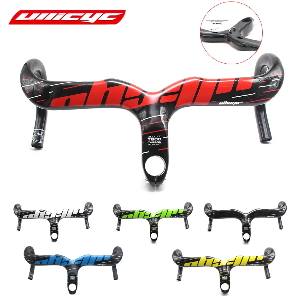 ULLICYC-zintegrowana kierownica roweru szosowego z włókna węglowego, T800, 28,6 mm, połysk/matowy, jazda wewnętrzna, superlekkie akcesoria rowerowe