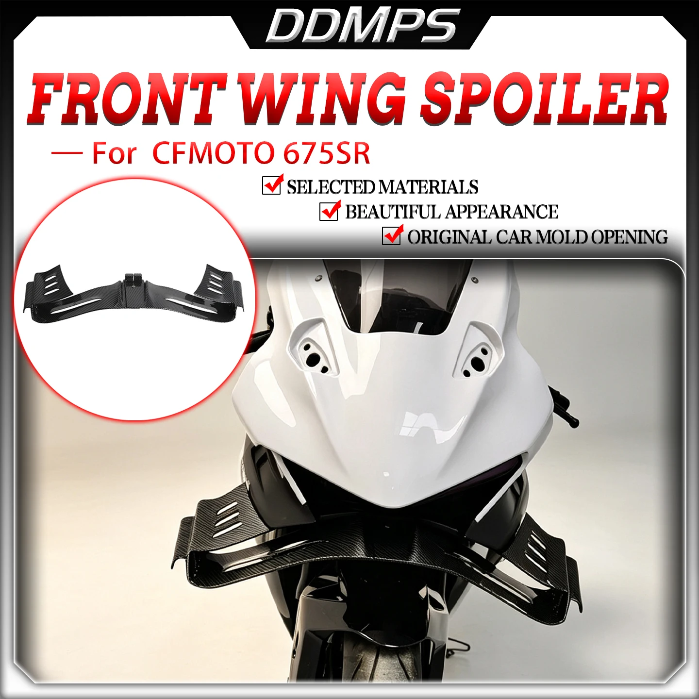 For CFMOTO 675SR 675SR-R 675SRR Motorcycle Accessories Fixed Front Lip Spoiler Fixed Wing Spoiler Fairing Big front lip Kit