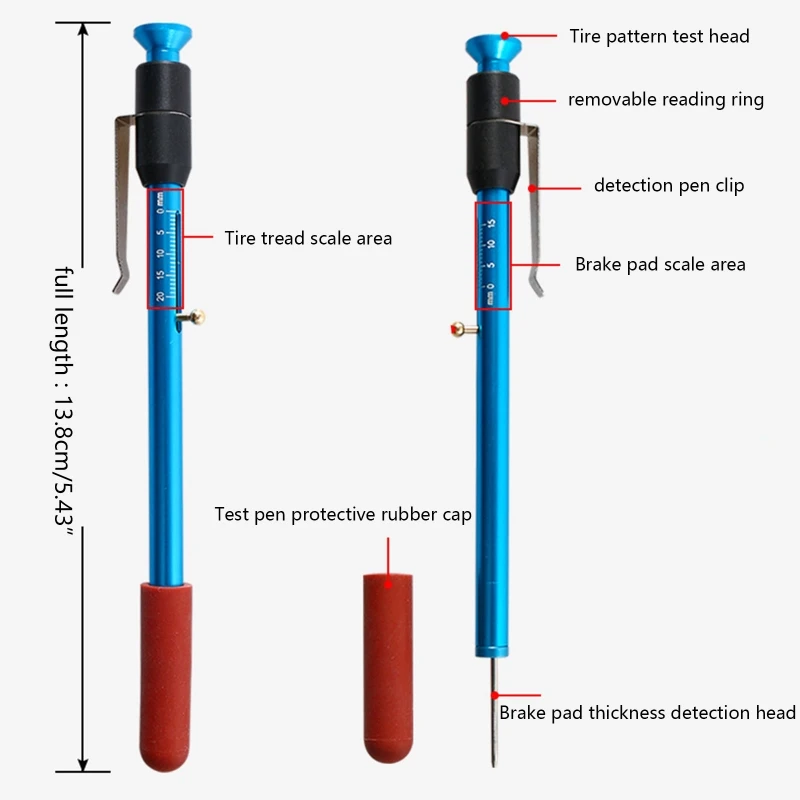 Upgraded 2 In 1 Brake Pad Measuring Tool Brake Pad Thickness Gauge Multifunction Car Gauge tire Depth Gauge Test