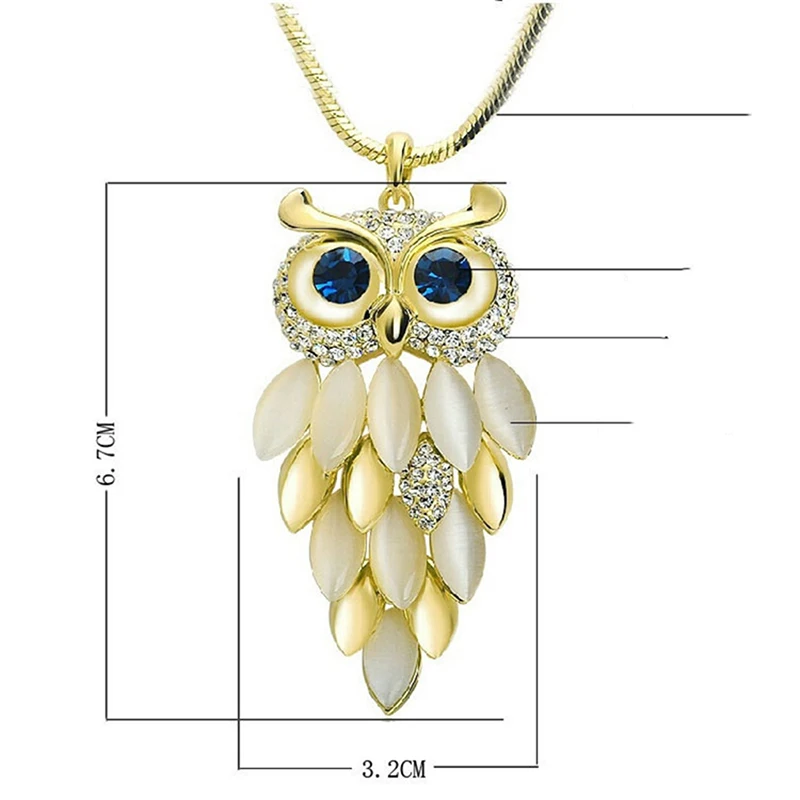 2023 Fashion Alloy Crystal Owl Pendant Necklace For Women Choker Girls Pendants Long Chain Sweater Necklaces Bijoux Jewelry