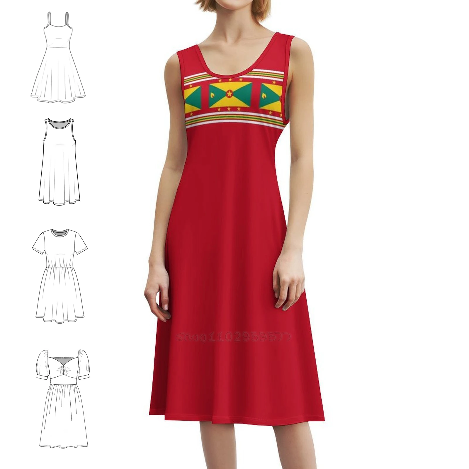 

Grenada Flag Gifts Stickers And Other Products Boho Chic Dress Elegant Fashion Beach Wedding Party Gown Flag Grenada Flag Of