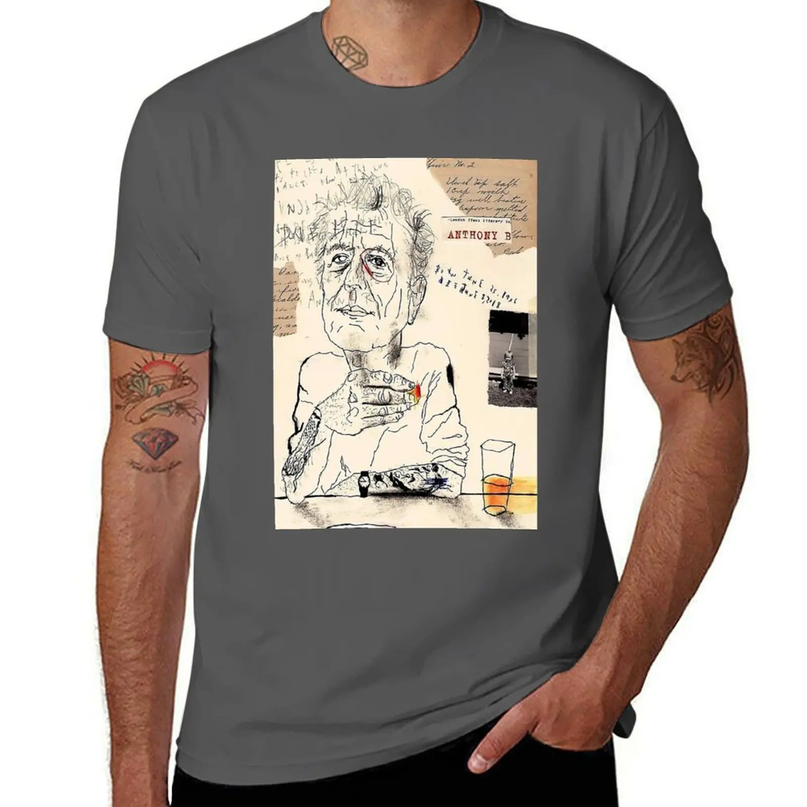 

Anthony Bourdain Drinking T-Shirt t shirt man cotton cotton tshirt 100% t shirts cotton 100% T-Shirt