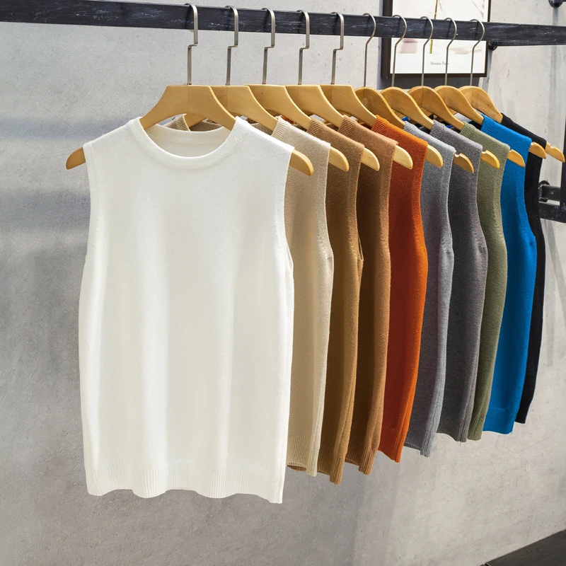 

2024 Autumn Multicolor Men's Knitted Vest Classic Business Fashion Solid Color Sleeveless Formal Pullover Brand Clothing C141