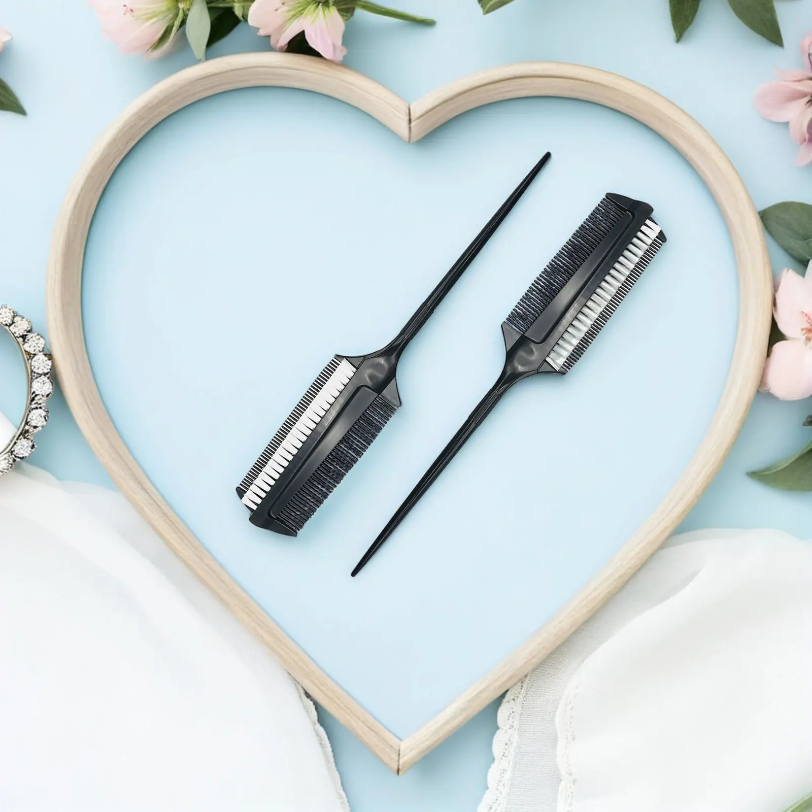 2Pcs Hair Color Applicator Brush with Comb Design Multi Purpose Dye Brush for Hair Coloring Keratin Treatment Salon DIY Styling