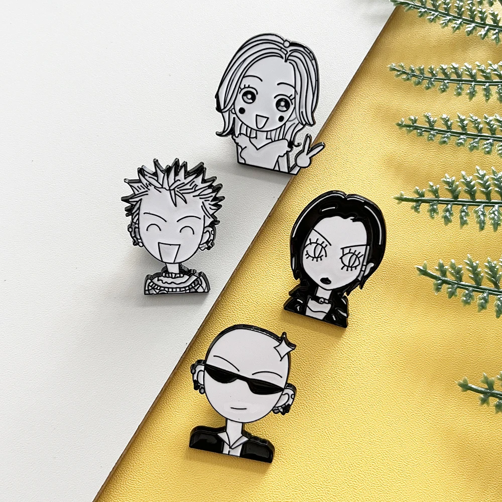 Juego de insignias de broche de Anime japonés, joyería de personaje de dibujos animados para accesorios de ropa, Oosaki Nana Komatsu Nana Terashima Nobuo, 4 Uds.