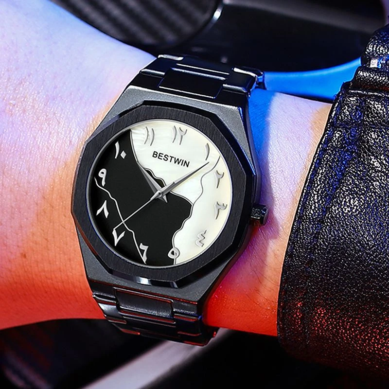 Original top brand stainless steel men wristwatch classic business man black gold hand clock movement quartz mens watches gifts