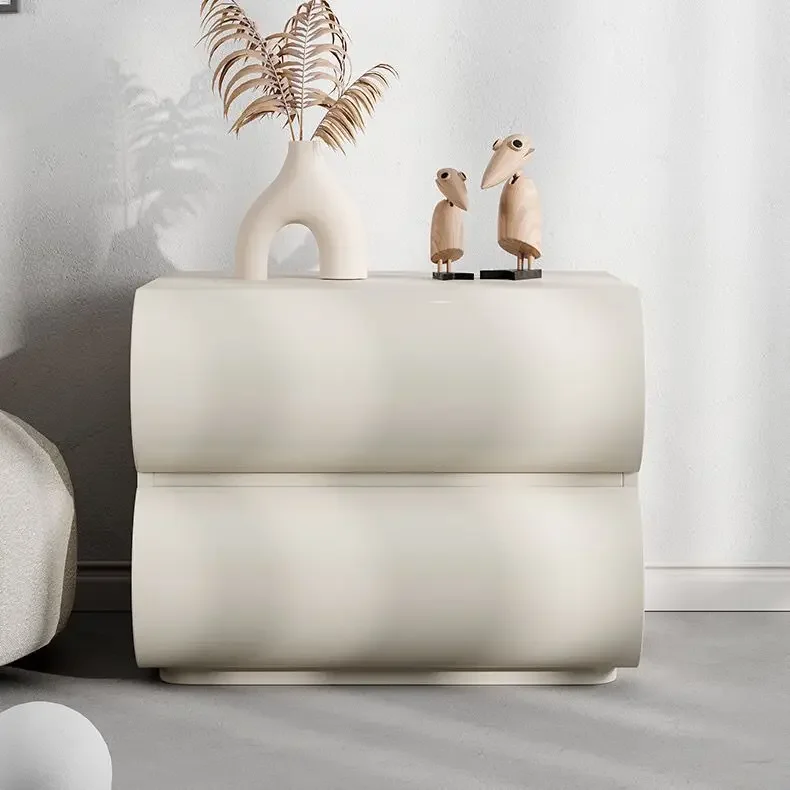 Minimalist Soild Wood Nightstand Modern Narrow Bedside Table with Open Shelf and Drawers Space Saving Storage for Small Bedroom