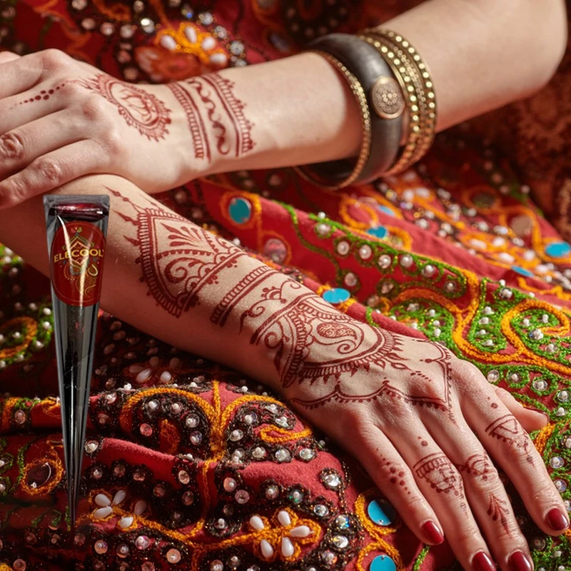 Henna Tattoo Paste Semi Permanent Waterproof Temporary Body Paint Hand Drawing Ink for Wedding Carnival Festival DIY Body Art