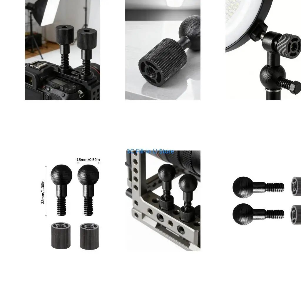 G8TA 2PCS Heavy Duty 15mm Ball Head Adapter With 1/4Inch Thread Screw Perfect For DSLR Cameras Phone Holder Stable Setups