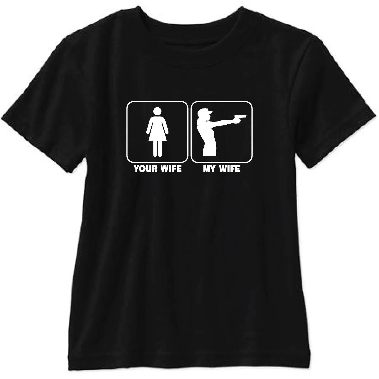 Your Wife My Wife Shooter Short Sleeve T Shirt Tee Ar15 1911 M9 2Nd M16  Fashion Men Classic Tops Funny Casual Tee Shirt