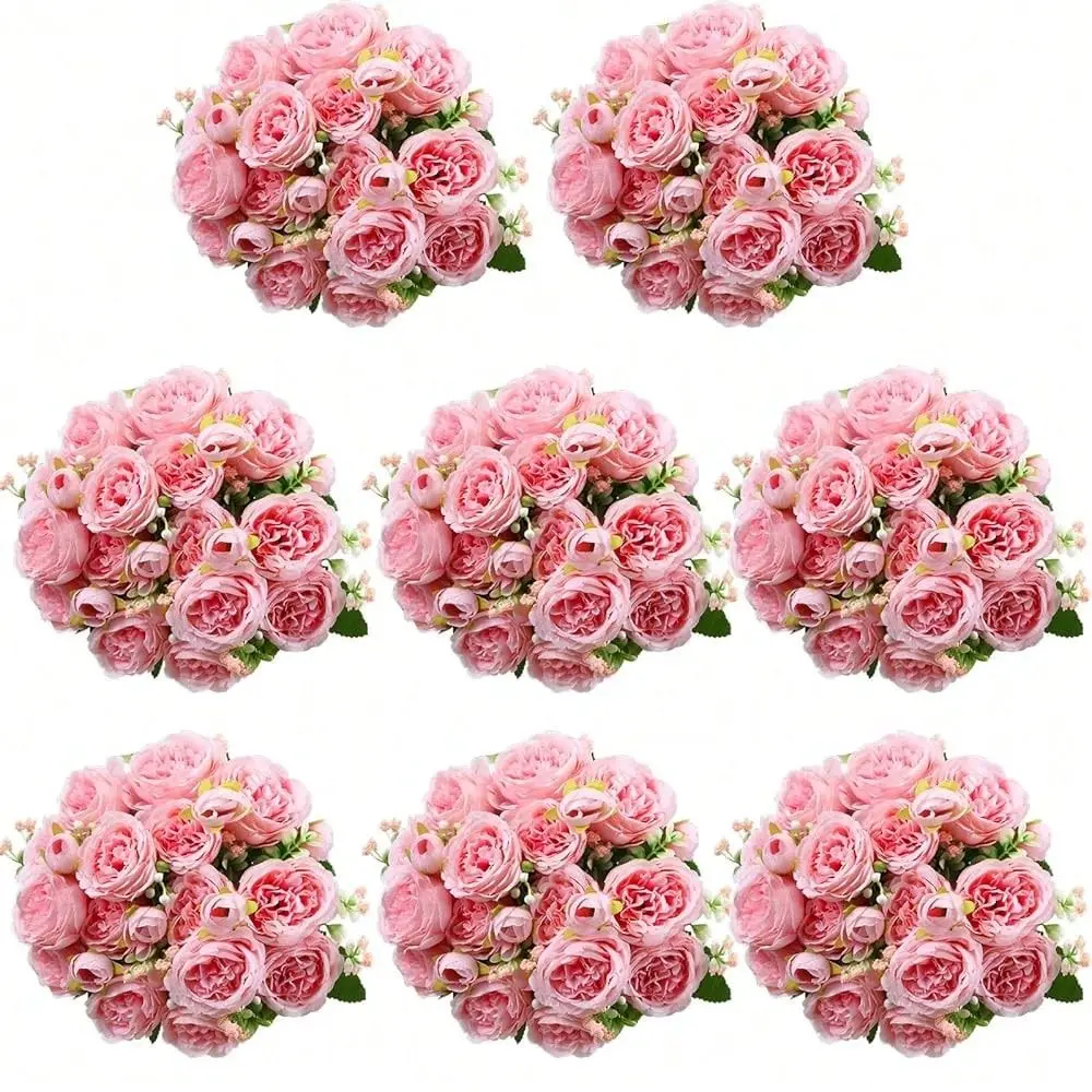 

8 Bundles Artificial Peonies Flowers Fake Silk Peony Bouquet Faux Peonies Flowers Bulk For Decoration Vase Floral Arrangements