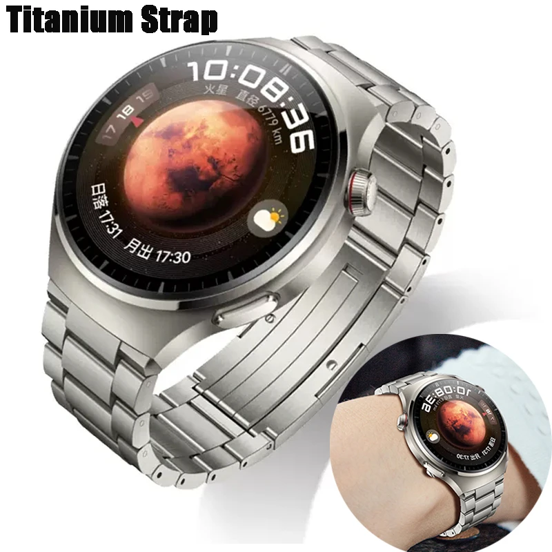 Correa de titanio de 22mm para HUAWEI WATCH 4, correa de reloj para Huawei Watch 4Pro Band, pulsera de Metal gris/Negro/plateado con caja