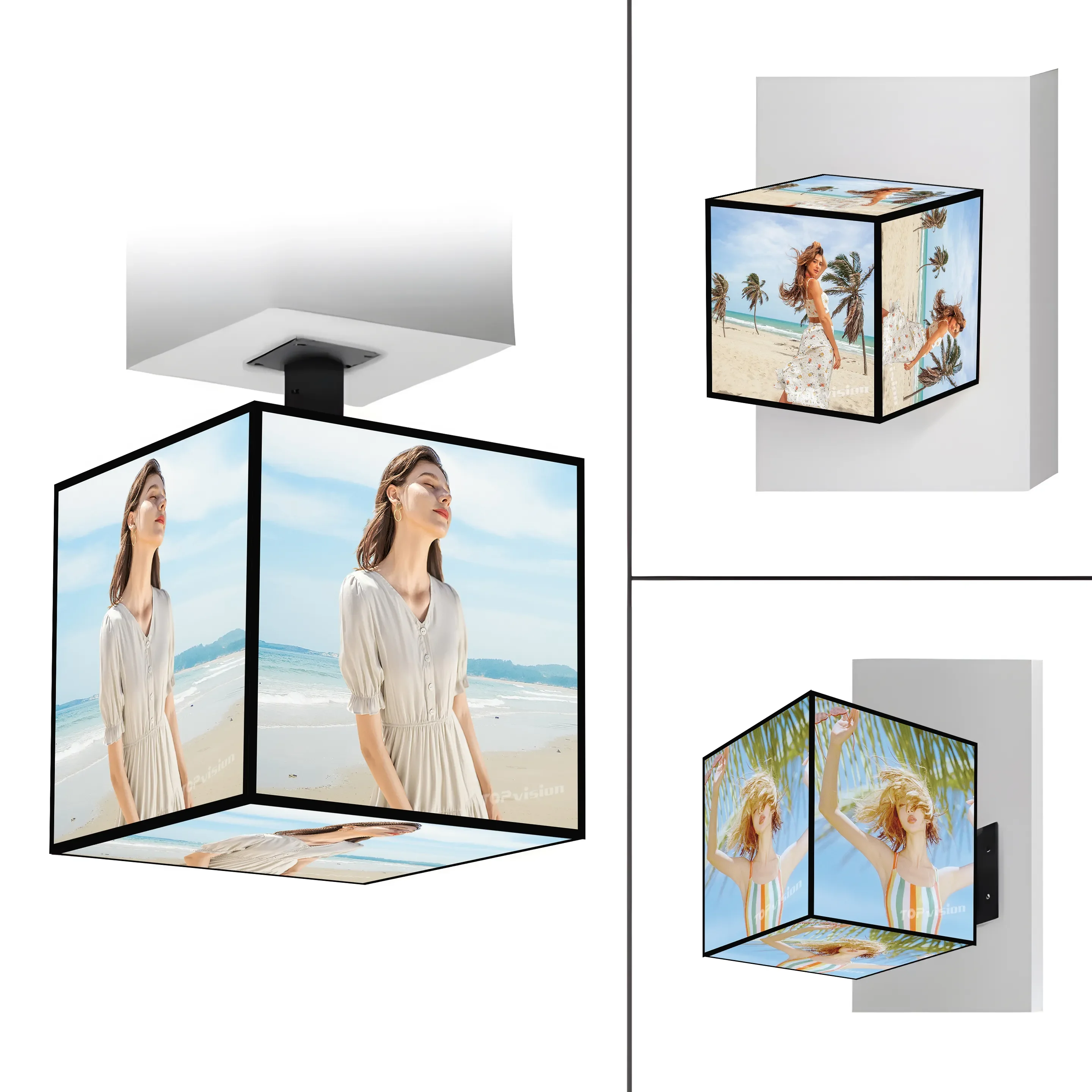 

Внутренний светодиод P2.5 320x320x4 стороны Полноцветный креативный кубик Рубика Дисплей Куб 3D-экран Магазин Подсветка Знак Боковое крепление