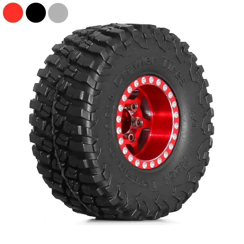 

4pcs 57mm 1.0" Metal Beadlock Wheel Tire Set For 1/18 1/24 RC Crawler Car TRX4M SCX24 AX24 FCX24 Upgrade Parts Accessories