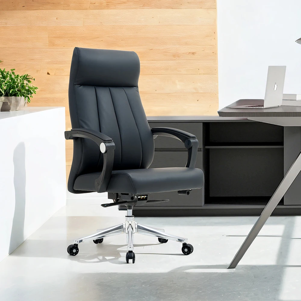 

Free Sample China Automatic Modern Business Chair High Back Leather Office Chair boss Work Chaircadeira De Escritorio