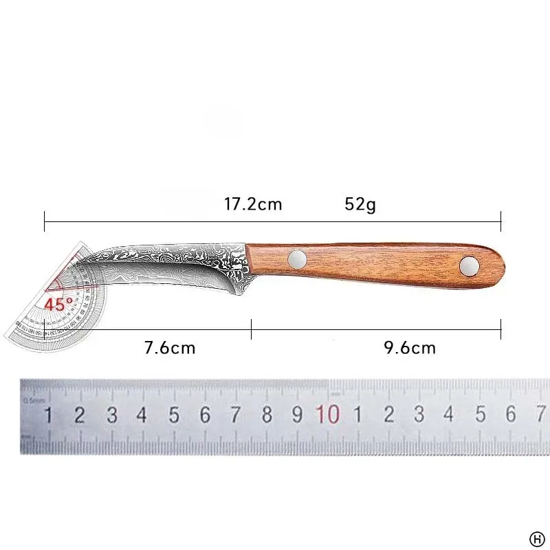 BAKULI-Damascus Steel Fruit Knife, Multifunctional Paring Knife Cutting Banana Specialized Knife Outdoor Machete Camping Knife