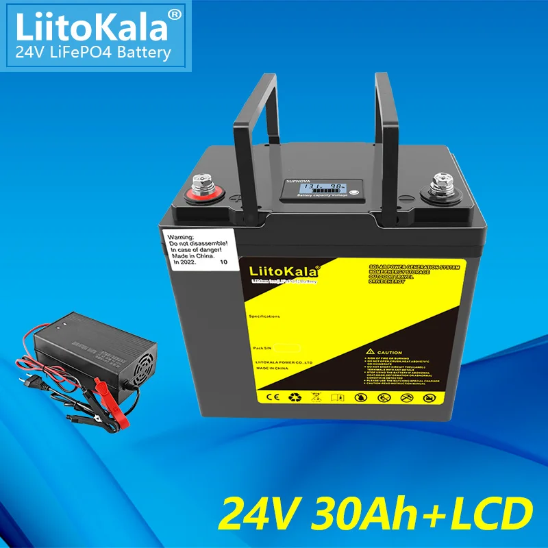 LiitoKala 24V 30Ah lifepo4 battery Power Batteries For 8S 29.2V RV Campers Golf Cart Off-Road Off-grid Solar Wind