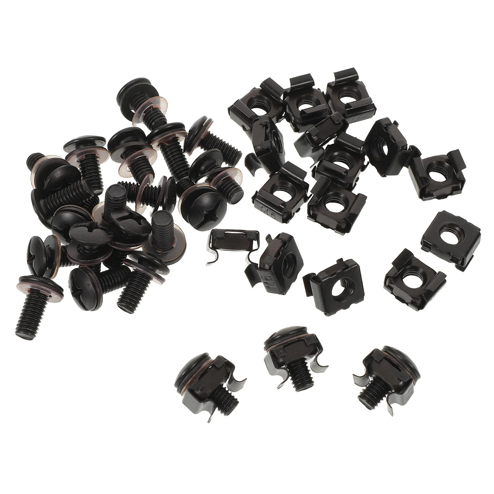 

40pcs Mount M6 X 14Mm Cage Nuts Washers High Strength Anti Vibration Black For Cabinets Network Racks Audio Equipment Durable