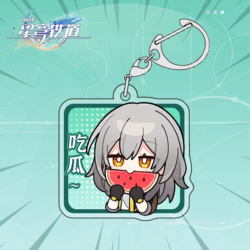 Q Version Game Honkai Star Rail Keychain Dan Heng Bronya Rand Asta Herta Himeko Anime Figure Acrylic Keyring Chaveio for Fans Gi