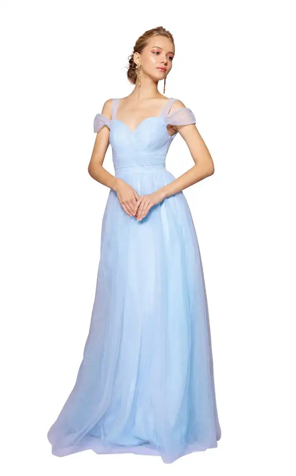 

Customized Simple Tulle Pleat A-line Off-the-shoulder Long Dresses Bespoke Occasion Dresses Elegant Sizes Available Casual Sexy