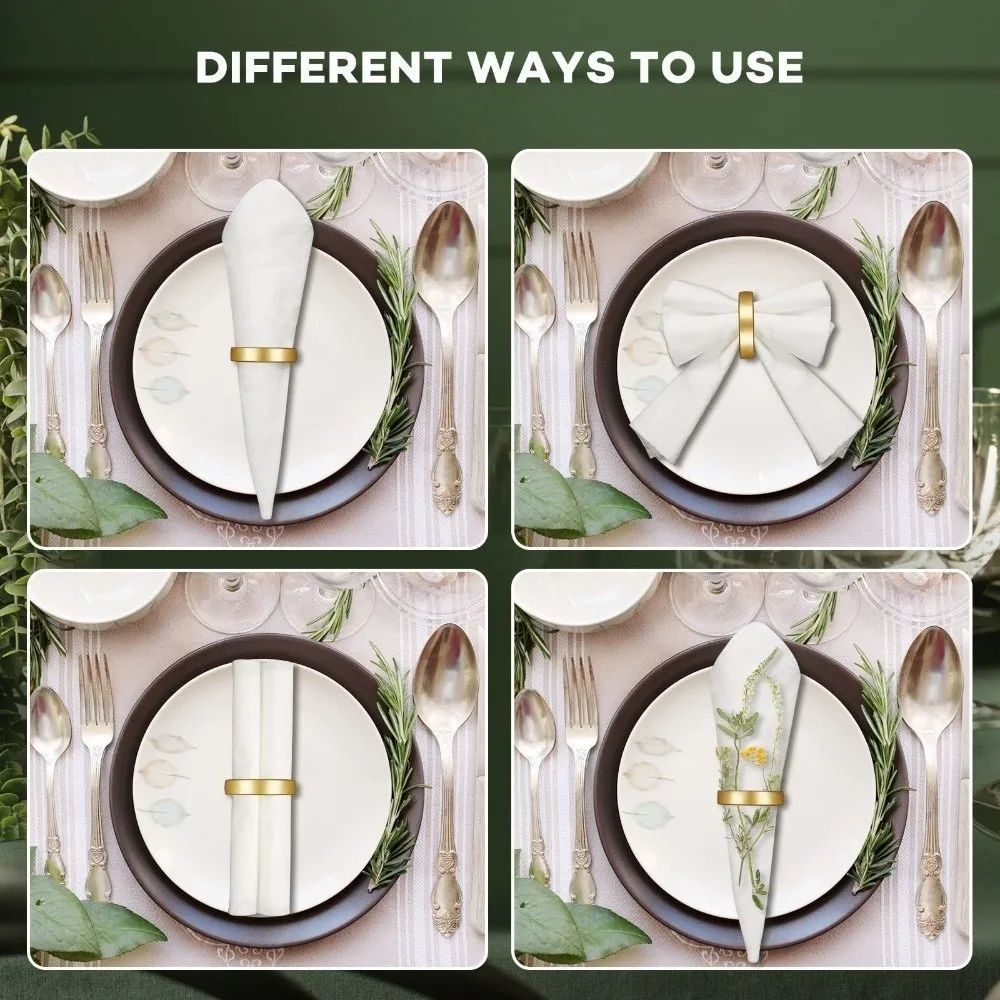 4pcs Decorative D Shaped Metal Napkin Ring Zinc Alloy Sturdy Napkin Holder Minimalist Gold Serviette Buckles Thanksgiving Dinner