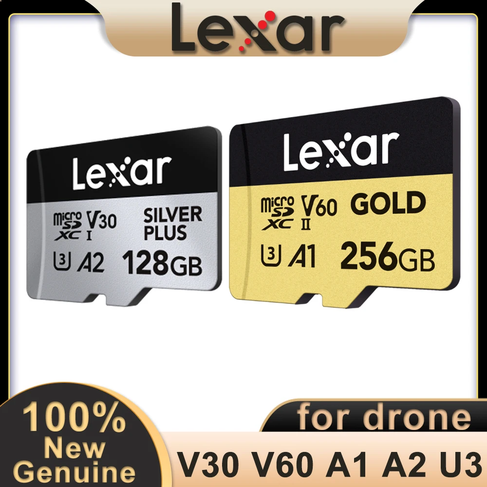 Lexar Silver Plus GOLD Micro SD Card 4K UHD video TF Card Memory Card C10 UHS-II V30 V60 A1 A2 U3 for Drones DJI action cameras