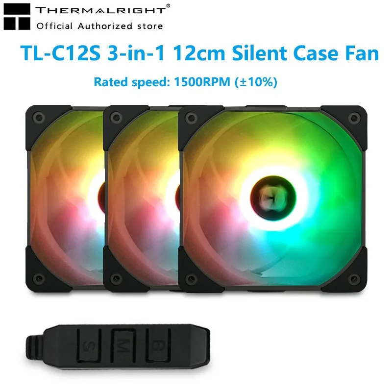 

Thermalright TL-C12S 3-in-1 Silent Case Fan 120mm 5V 3PIN ARGB LED PWM Cooling Fan With Controller CPU Cooler Fan