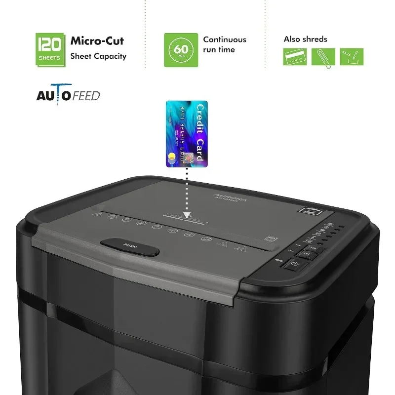 Professional Grade AU125MA 120-Sheet Auto Feed High-Security Micro-Cut Paper Shredder/60 Minutes/Security Level P-5