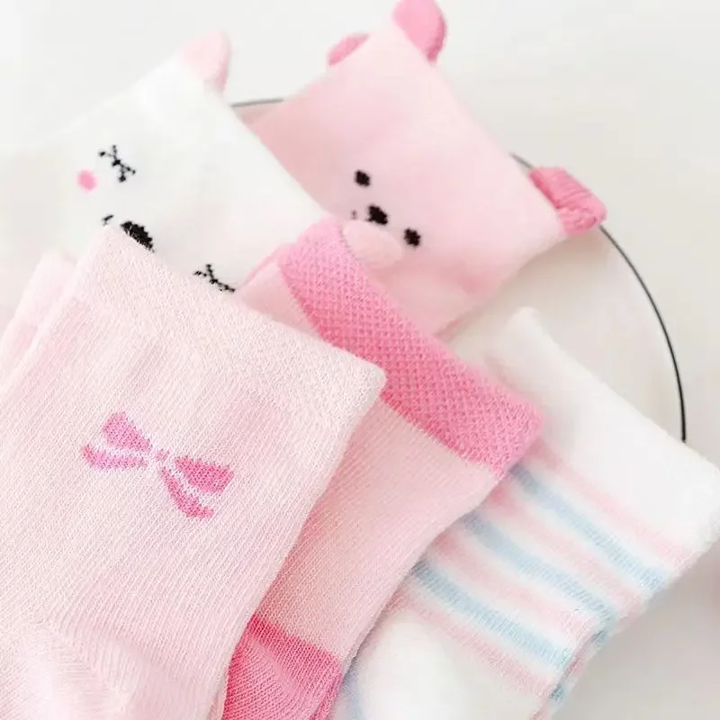 5 Pairs Cartoon Baby Socks Cute Cat Animal Soft Cotton Knit Baby Girl Kids Boy Newborn Boys Children\'s Socks for 0-6 Years