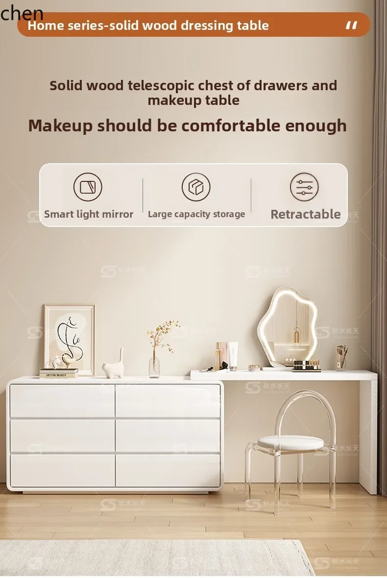 ZML Solid Wood Dressing Table Modern Simple Chest of Drawers Integrated Dressing Cabinet Small Apartment Bedroom Makeup Table