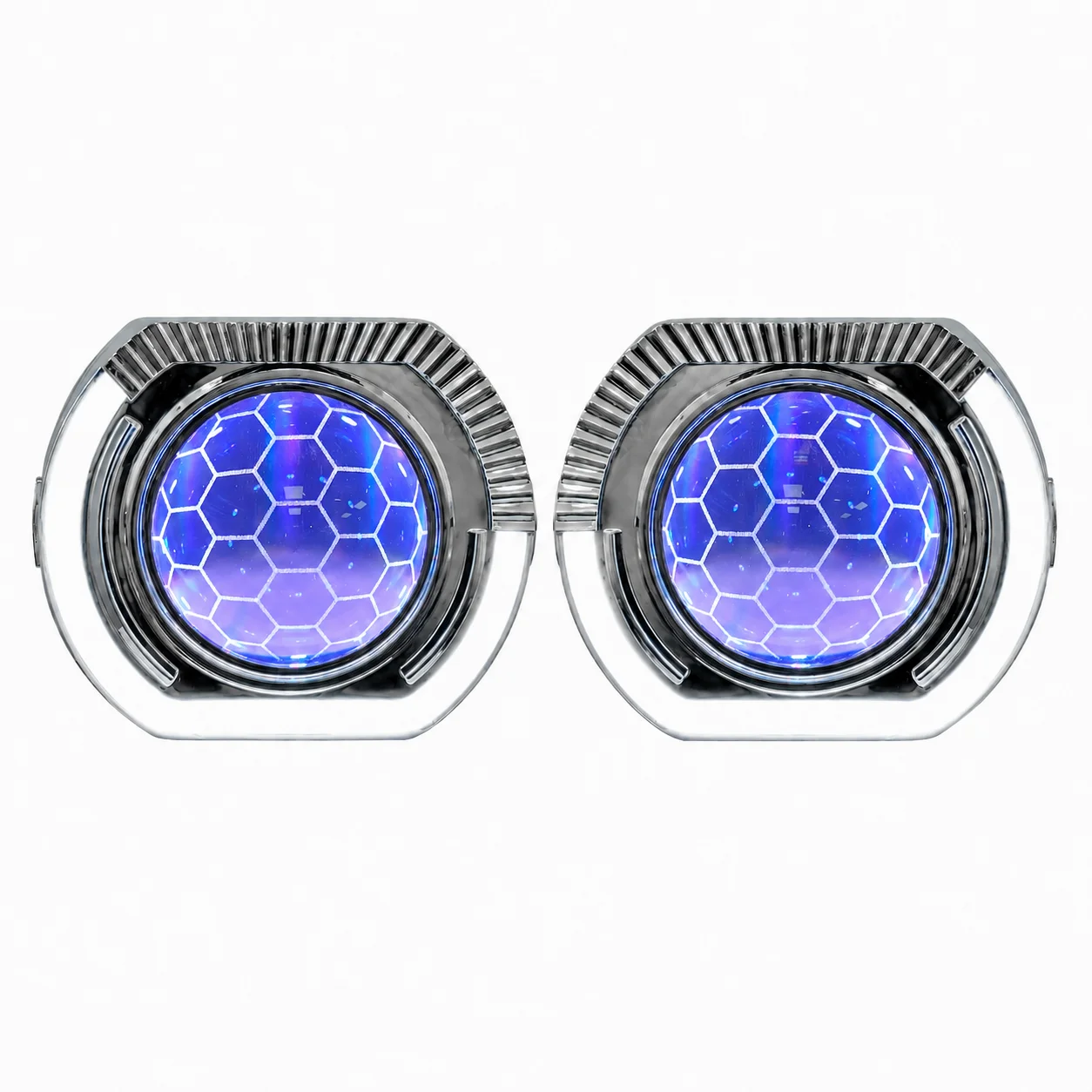 3-Inch Upgraded Bi LED Projector Retrofit Kit Indicator Angry Eye Headlight Honeycomb Lens for Nissan X-trail 2001-2007