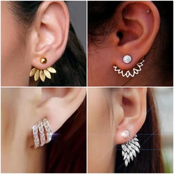 New Imitation Pearl Heart Crystal Flower Leaf Angel Wings Geometry Stud Earrings For Women Statement Ear Jewelry Wholesale