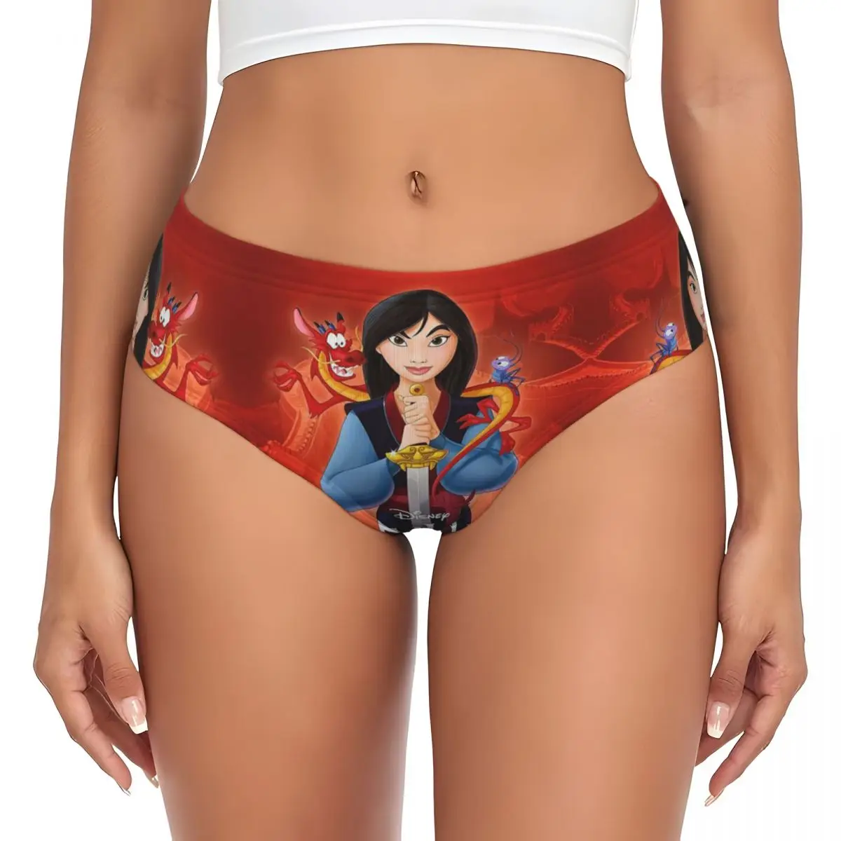 Custom Womens Classics Cartoon Movies Mulan Hot Brief Panties Female Soft Underwear Underpants