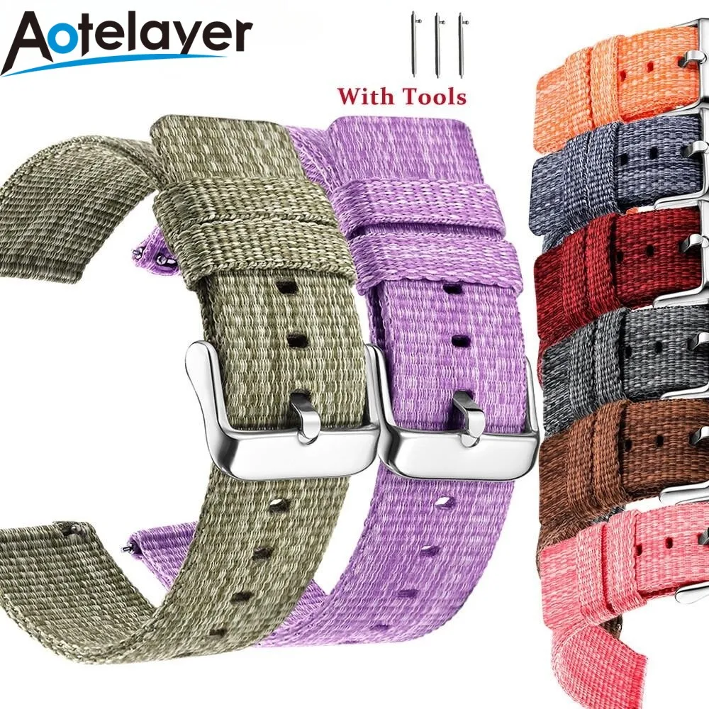 

18mm 20mm 22mm 24mm Quick Release Colorful Nylon Watch Strap Replacement for Universal Watch Bracelet Accessories with Tool