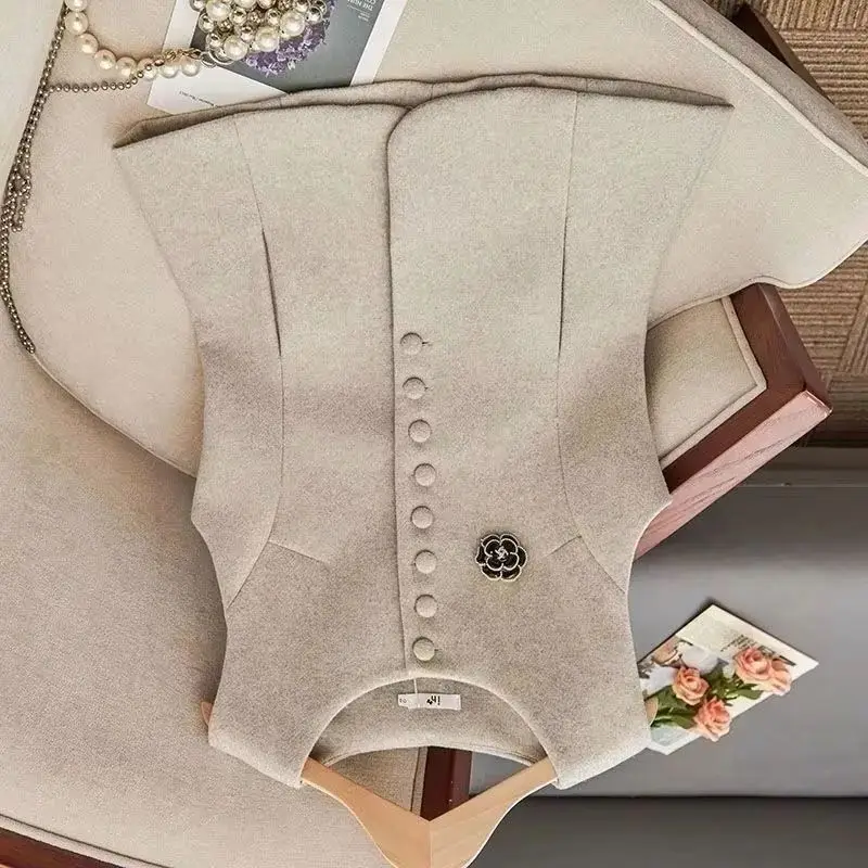 

2025 New Autumn Winter Casual Versatile Sleeveless Women Woolen Vest Coat Female Temperament Fashion Lady Suit Waistcoat Jacket