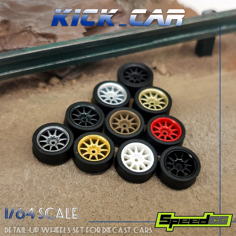 

SpeedCG 1/64 ABS Wheels with Rubber Tires Type B Modified Parts Diameter 10mm For Racing Vehicle Toy Model Car Hotwheels Tomica