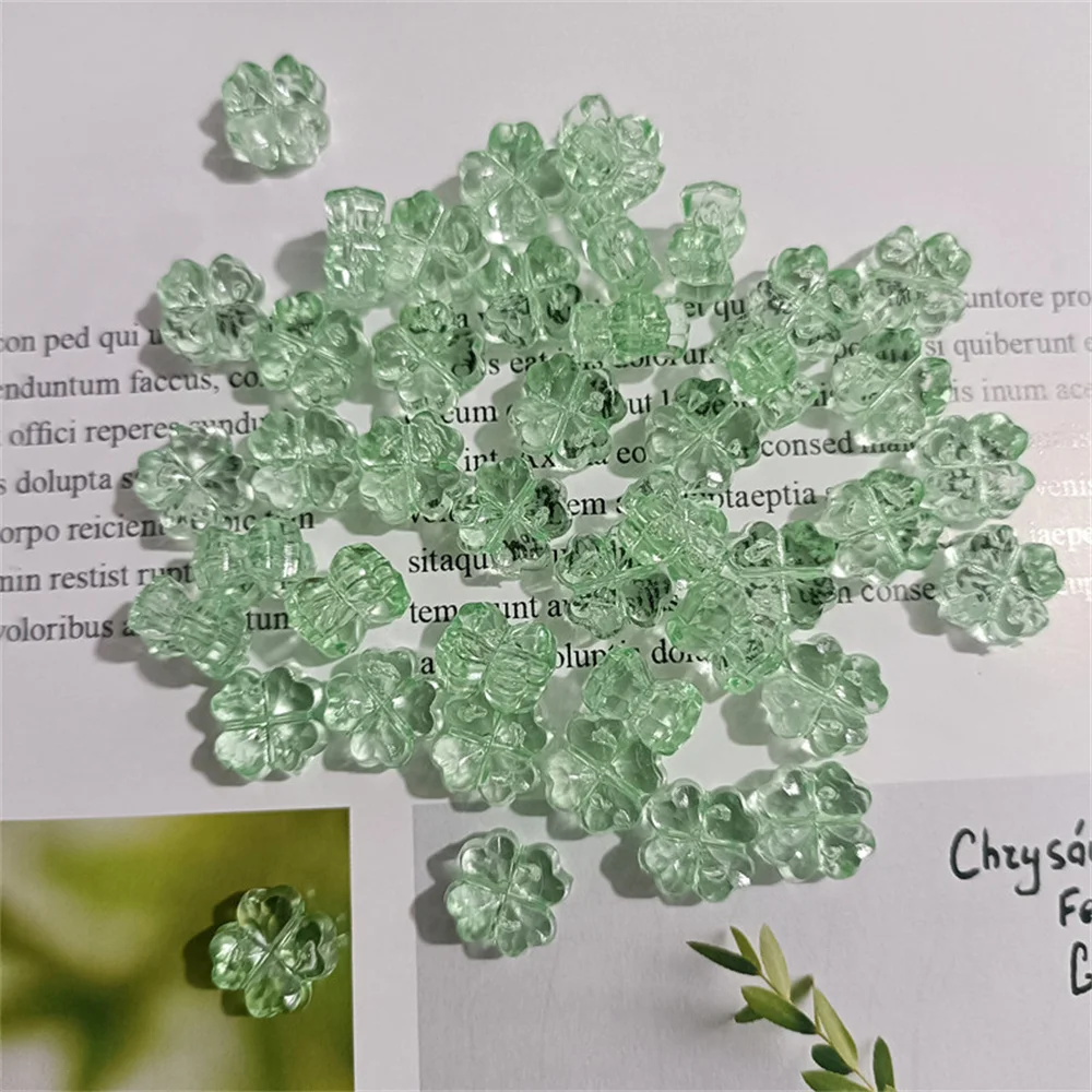 32Pcs/pack Random Color Clover Transparent Flowers Beads Flat Jewelry Accessories, DIY, Pendant, Jewelry Making Supplies image 5