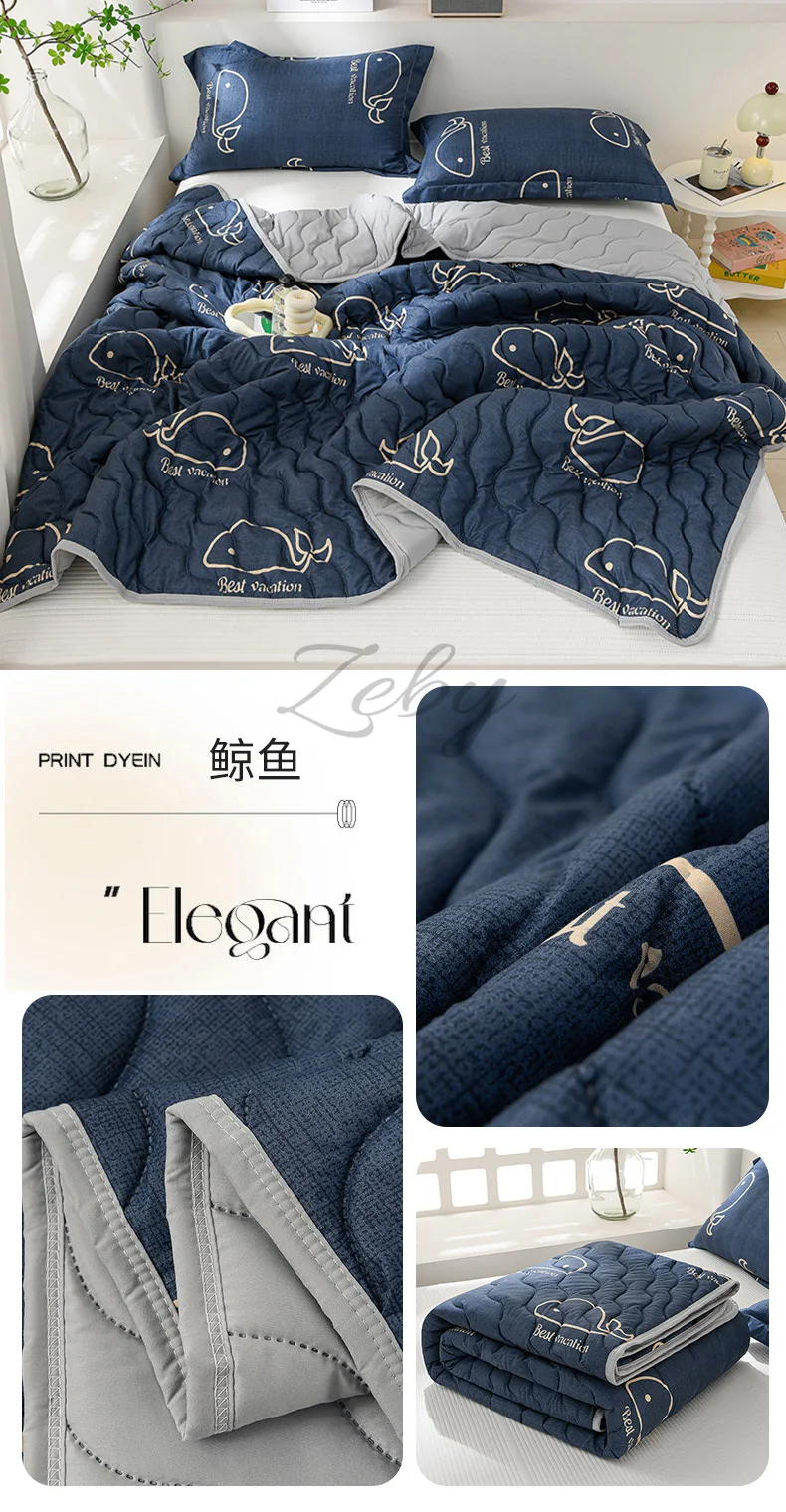 Breathable Quilted Summer Blanket Cooling Skin-friendly Comforter Soft Lightweight Quilt Well-vetilated Single Double  Duvet Set