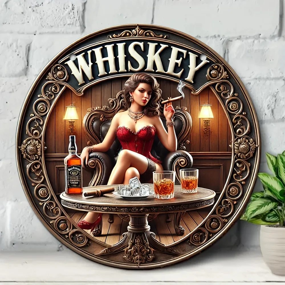 علامة ويسكي متينة من الألومنيوم المعدني العتيق - مثالية لتزيين غرفة المنزل وغرفة المعيشة والمطعم والمقهى والمكتب والنوادي والبار