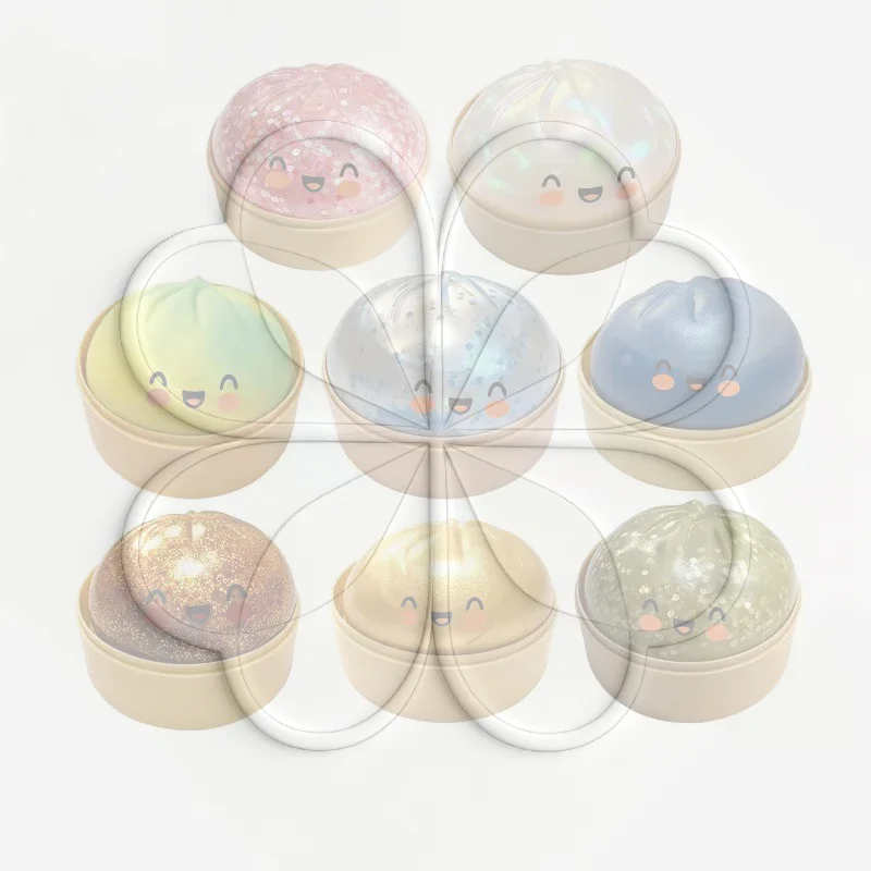 Glitter Steamed Buns Squishes Stress Balls Viral Fidget Toy Colorful Simulation Steamed Bun Decompression Toy For Anxiety