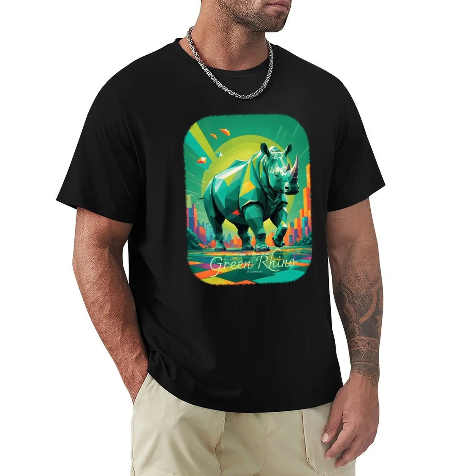

Green Rhino T-Shirt Lightweight Casual Summer T-Shirt