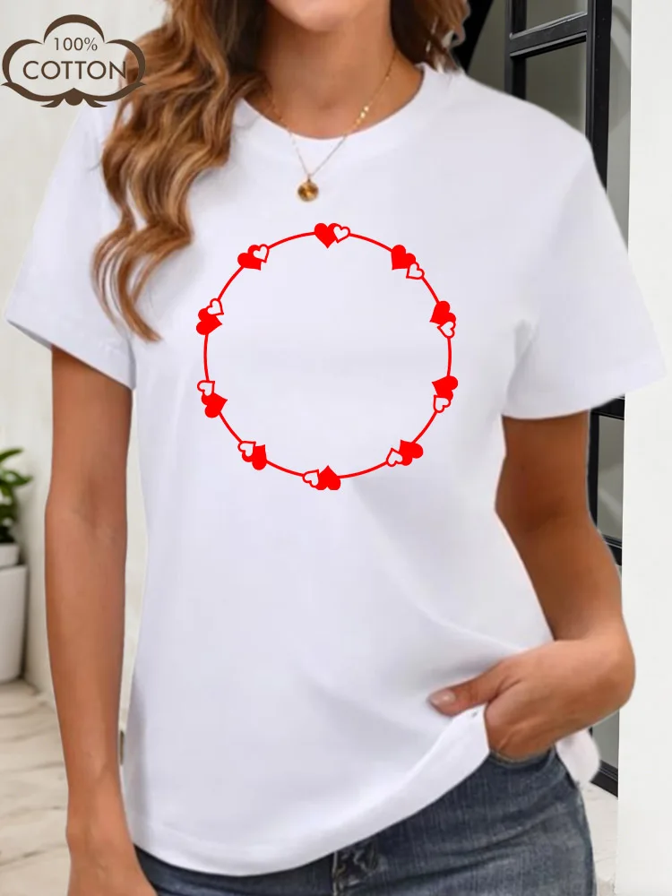 Amor Revolving Camiseta gráfica para mujer 100% algodón cuello redondo manga corta Camiseta casual verano moda Top