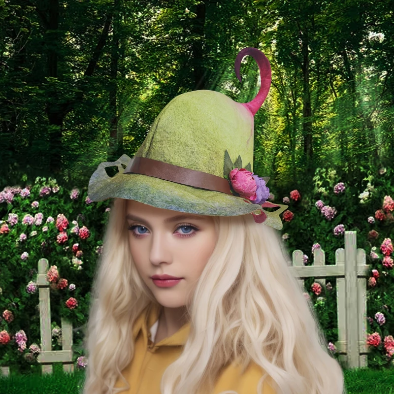 Halloween Witch Hat Costume Party Woven Plant-like Synthetic Flowers Companion Gift Decoration Makeup Clothing Role-playing